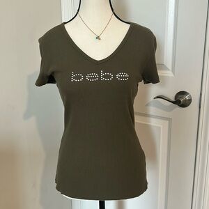 Bebe ribbed V-neck t-shirt